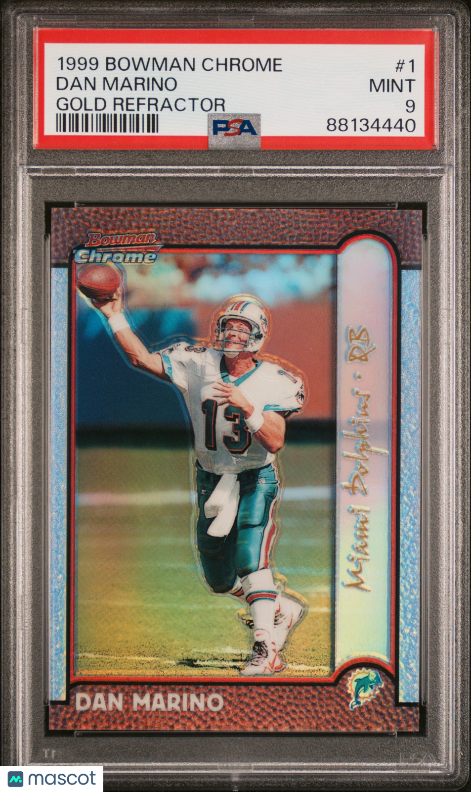 Dan Marino 1999 Bowman Chrome GOLD Refractor Miami Dolphins 15/25 PSA 9