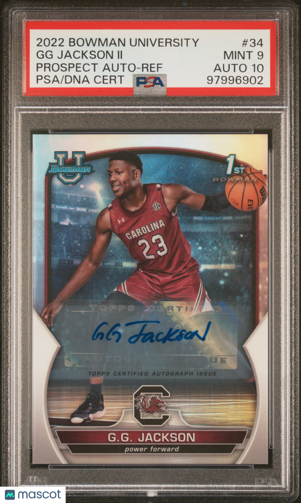 GG Jackson 2022 Bowman Chrome 1st Auto Autograph RC South Carolina /499 PSA 9