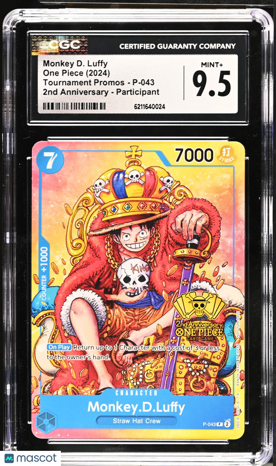 Monkey D. Luffy 2024 One Piece Tournament Promos 2nd Anniversary CGC 9.5 #P-043