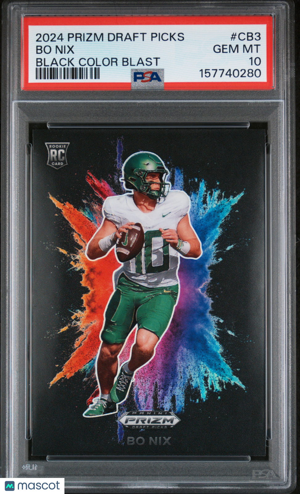 Bo Nix 2024 Prizm Draft Black Color Blast SSP CASE HIT RC Oregon Broncos PSA 10