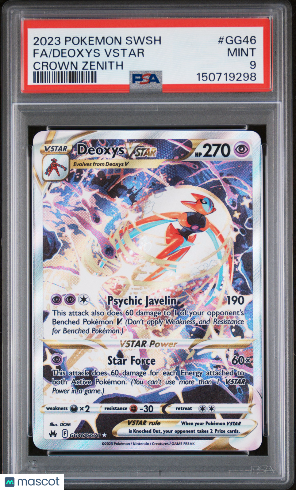 Deoxys VSTAR 2023 Pokemon Sword & Shield Crown Zenith Fa PSA 9 #GG46