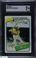 Rickey Henderson 1980 Topps Rookie Card RC Athletics #482 SGC 7