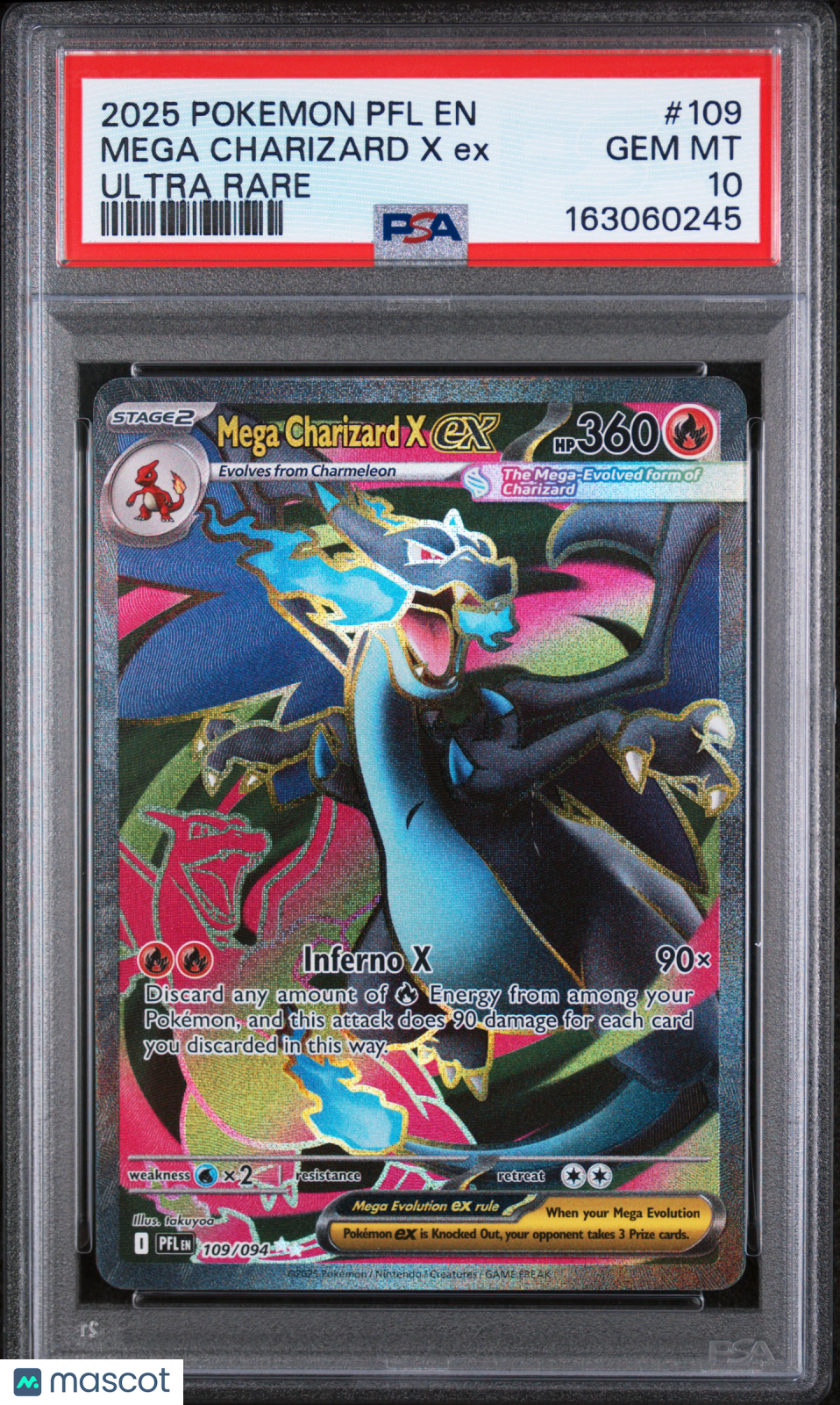 Mega Charizard X EX 2025 Pokemon PFL EN-Phantasmal Flames Ultra Rare PSA 10 #109