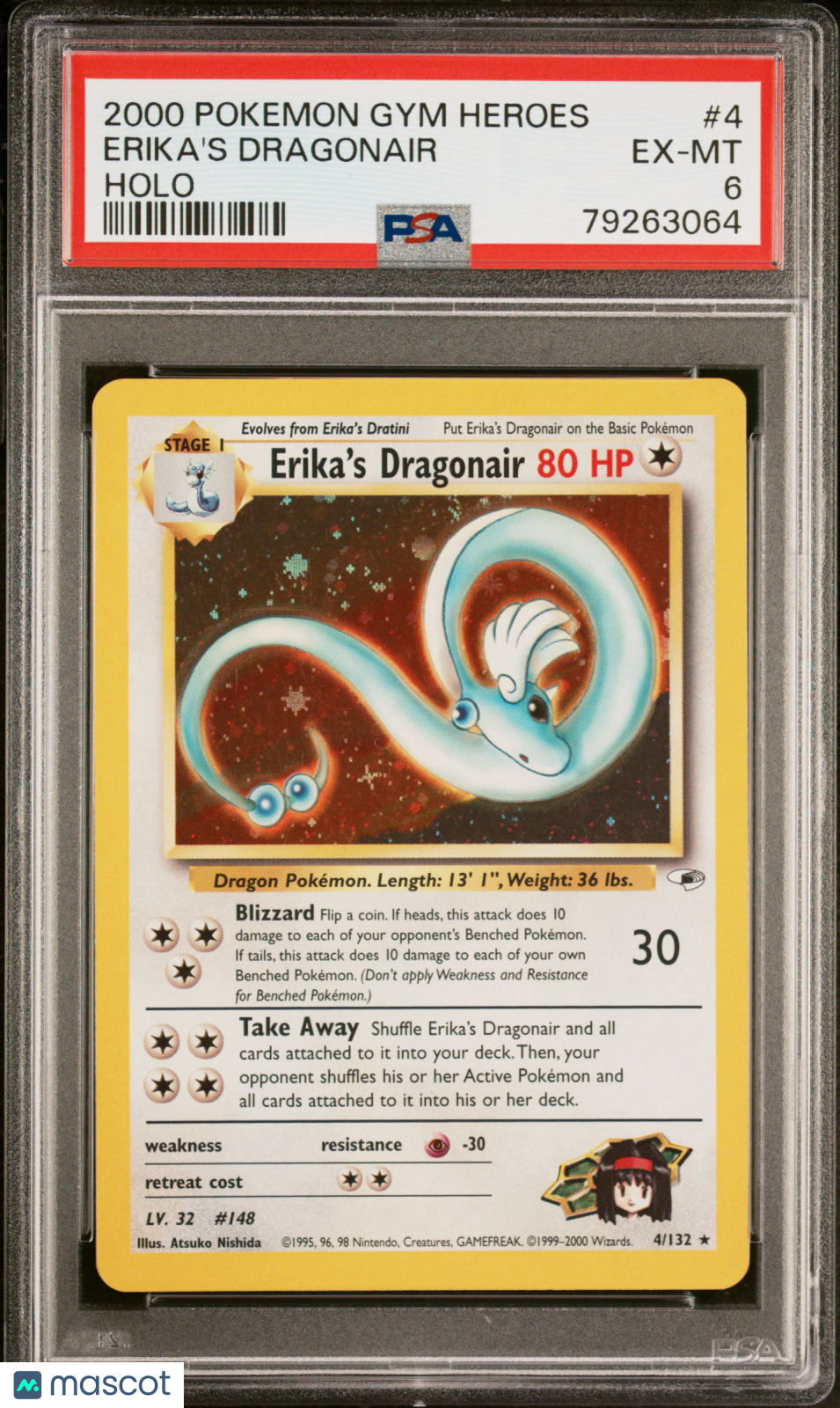 Erika's Dragonair 2000 Pokemon Gym Heroes Holo PSA 6 #4