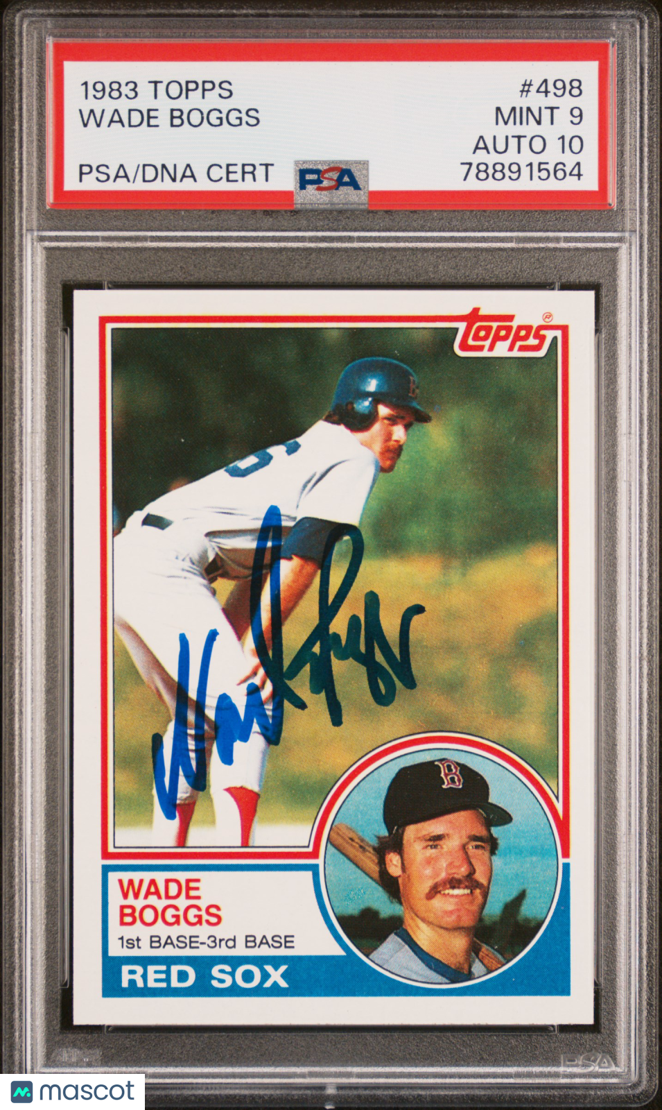 Wade Boggs 1983 Topps Auto Autograph Rookie Boston Red Sox #498 PSA 9 Auto 10
