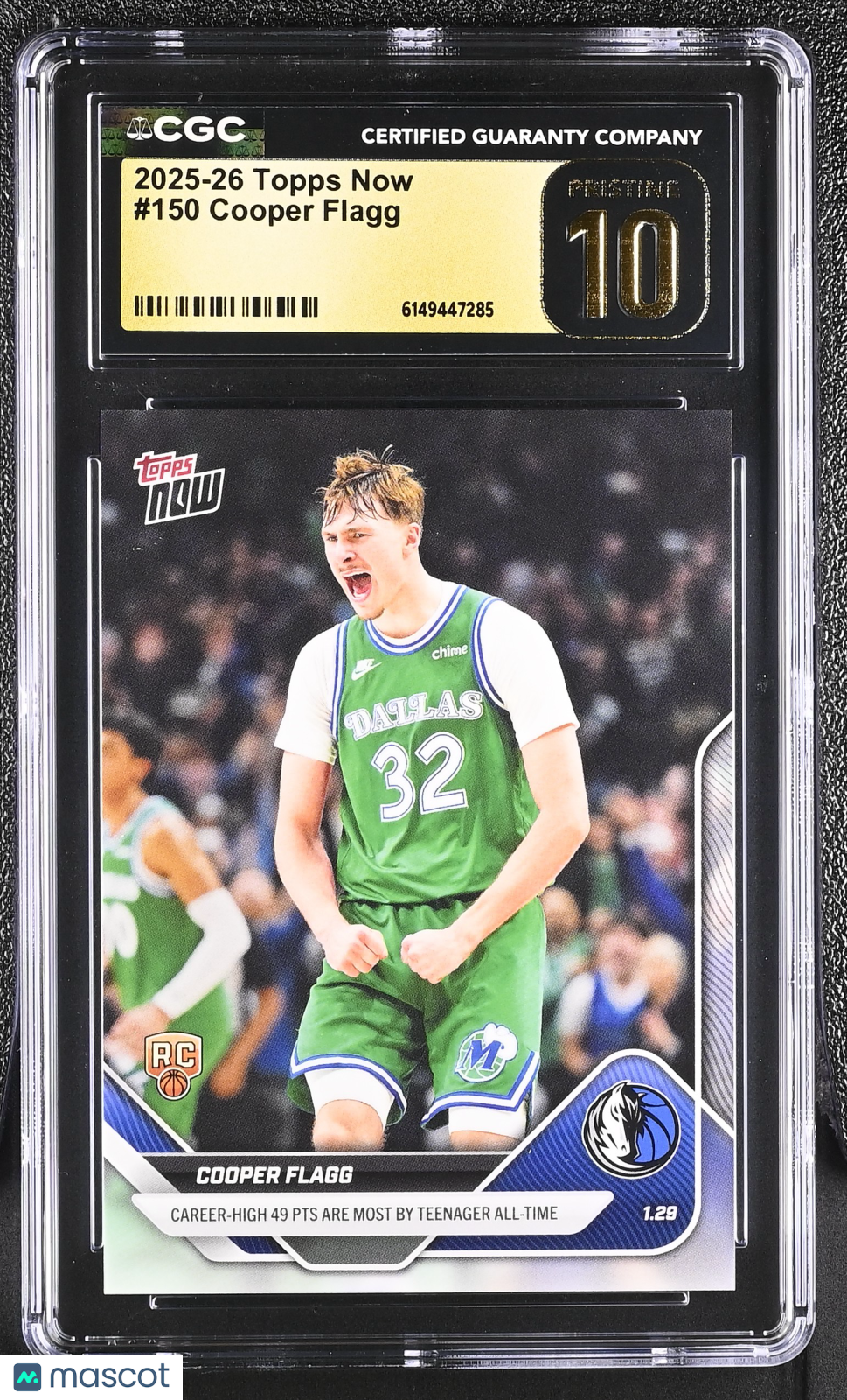Cooper Flagg 2025-26 Topps Now Rookie RC Dallas Mavericks #150 CGC 10 PRISTINE