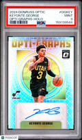 Keyonte George 2024-25 Optic Opti-Graphs Holo Auto Autograph Utah Jazz PSA 9