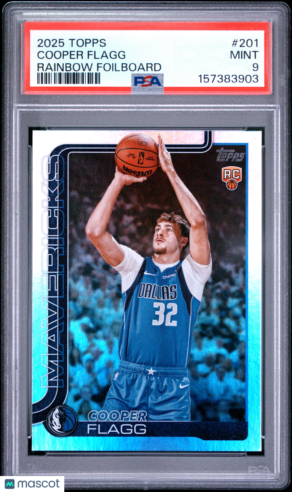 Cooper Flagg 2025-26 Topps Rainbow Foilboard Rookie RC Mavericks #201 PSA 9