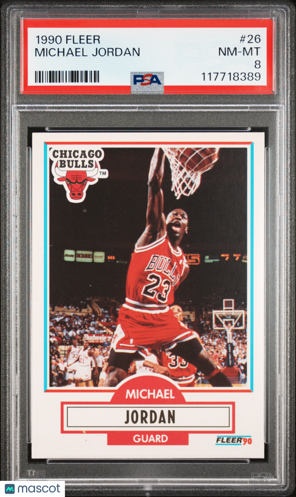 Michael Jordan 1990 Fleer Basketball Card Chicago Bulls #26 PSA 8