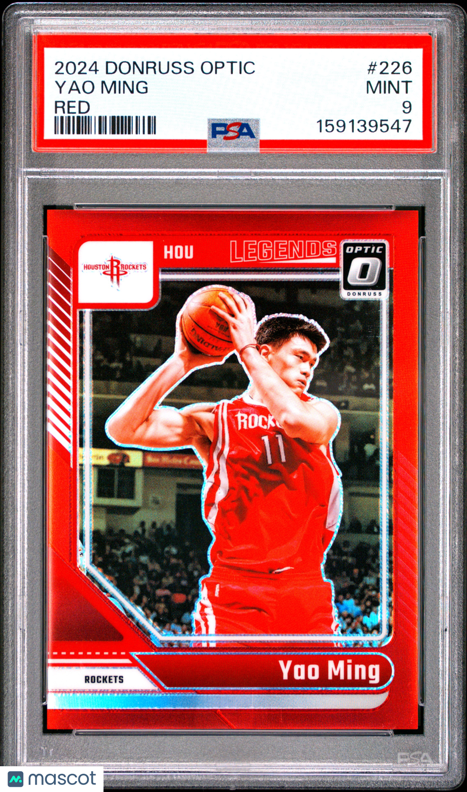 Yao Ming 2024-25 Optic Red Prizm Houston Rockets 99/99 #226 PSA 9