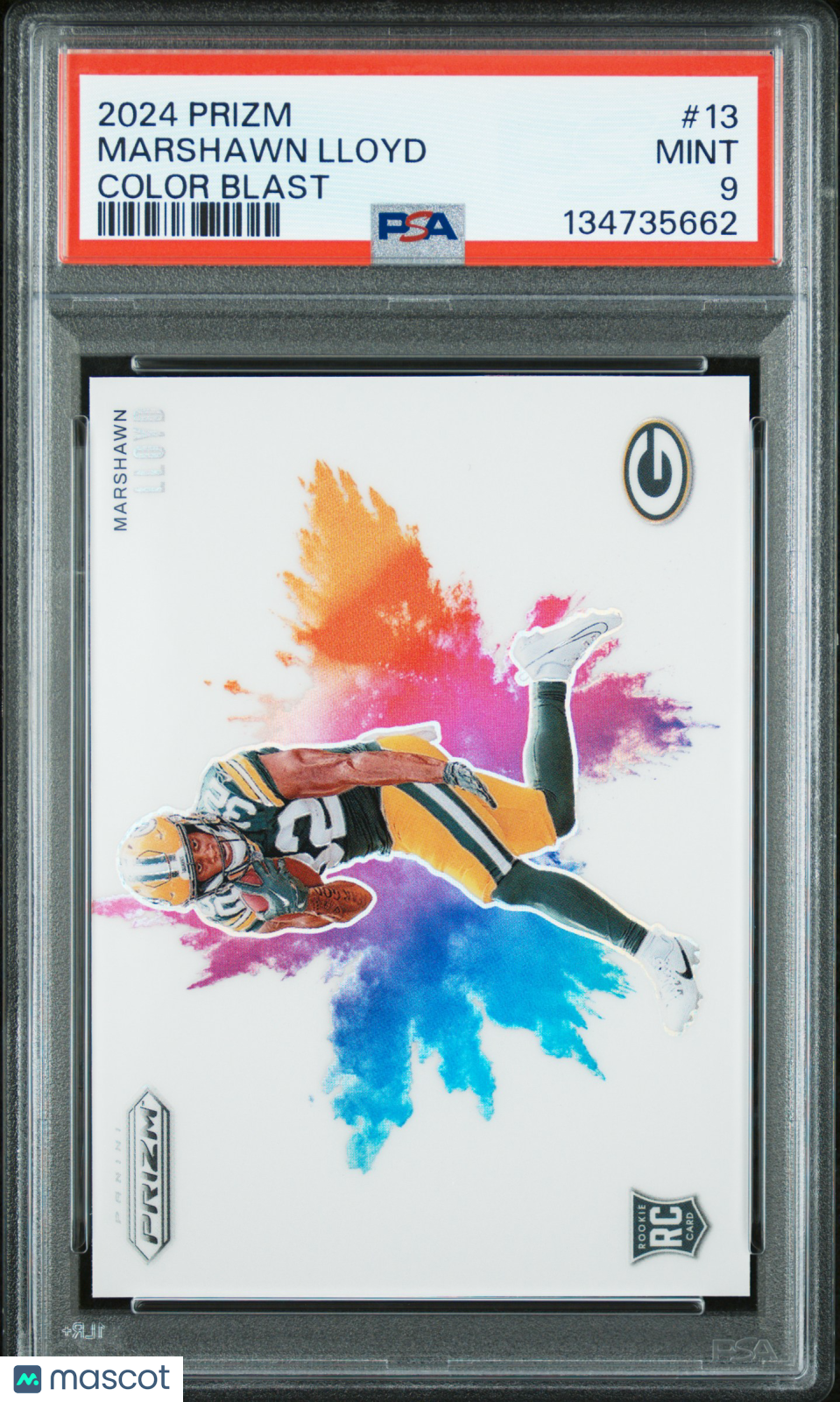 Marshawn Lloyd 2024 Prizm Color Blast SSP CASE HIT RC Rookie Packers PSA 9