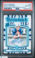 Riley Leonard 2025 Donruss Throwback Auto Autograph RC Colts 33/49 PSA 10