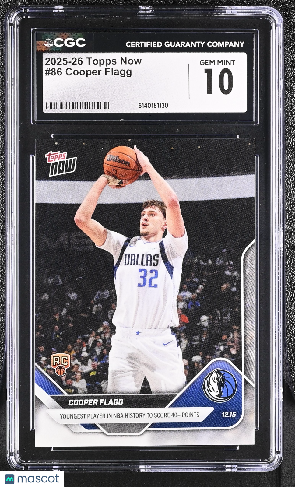 Cooper Flagg 2025-26 Topps Now Rookie RC Dallas Mavericks #86 CGC 10