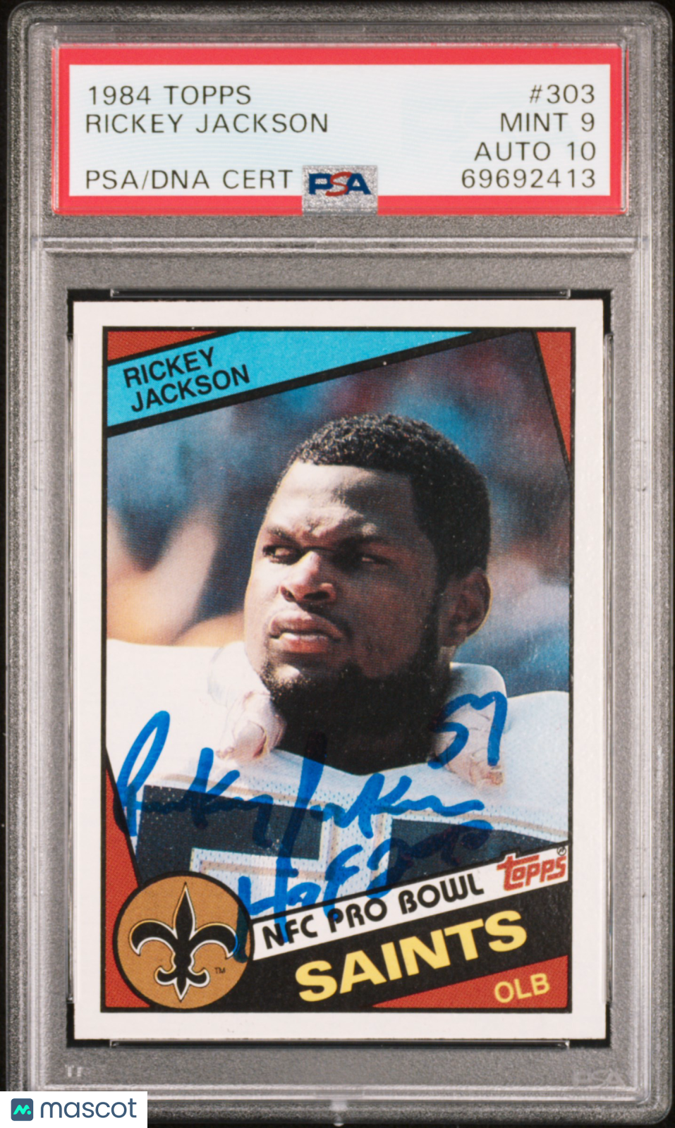 Rickey Jackson 1984 Topps Auto Autograph Rookie RC Saints #303 PSA 9 Auto 10