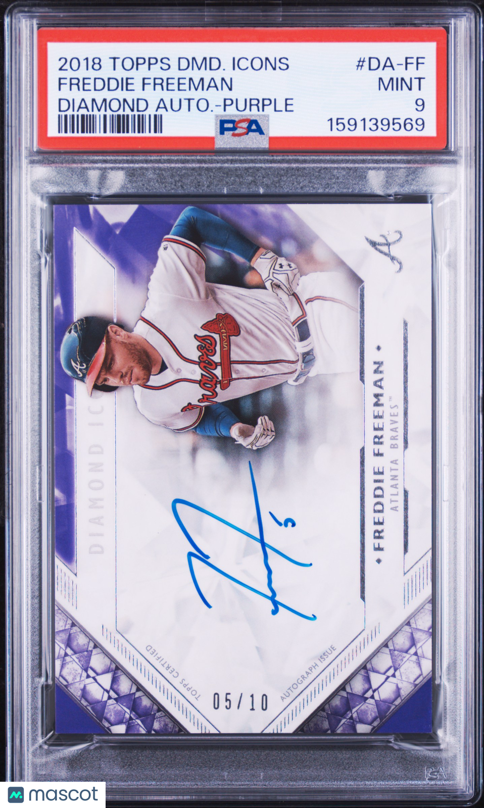 Freddie Freeman 2018 Topps Diamond Icons Auto Autograph Purple Braves 5/10 PSA 9