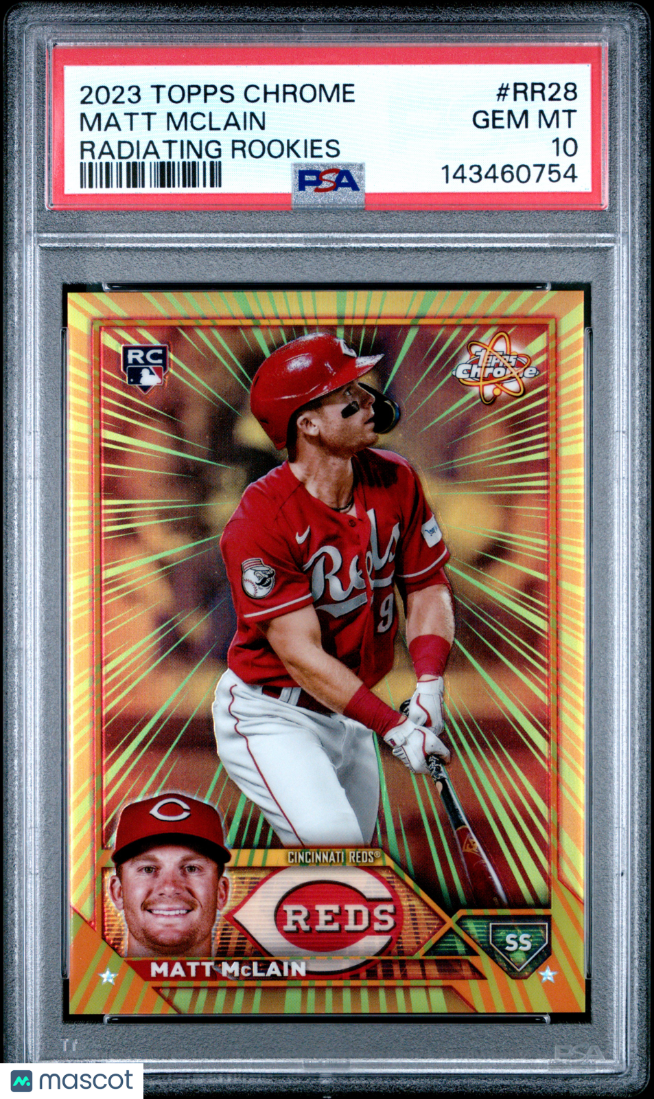 Matt Mclain 2023 Topps Chrome Radiating Rookies SSP RC Cincinnati Reds PSA 10