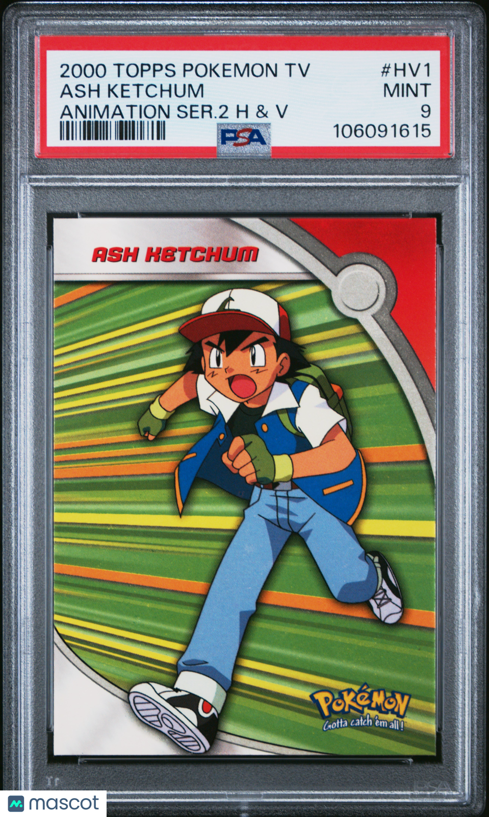 2000 Topps Pokemon TV Animation Series 2 Heroes & Villains Ash Ketchum HV1 PSA 9