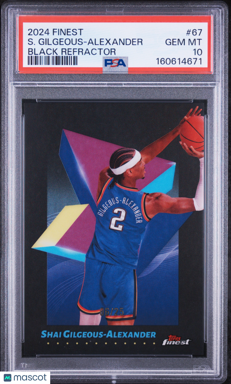 Shai Gilgeous-Alexander 2024 Topps Finest Black Refractor Thunder 6/25 PSA 10